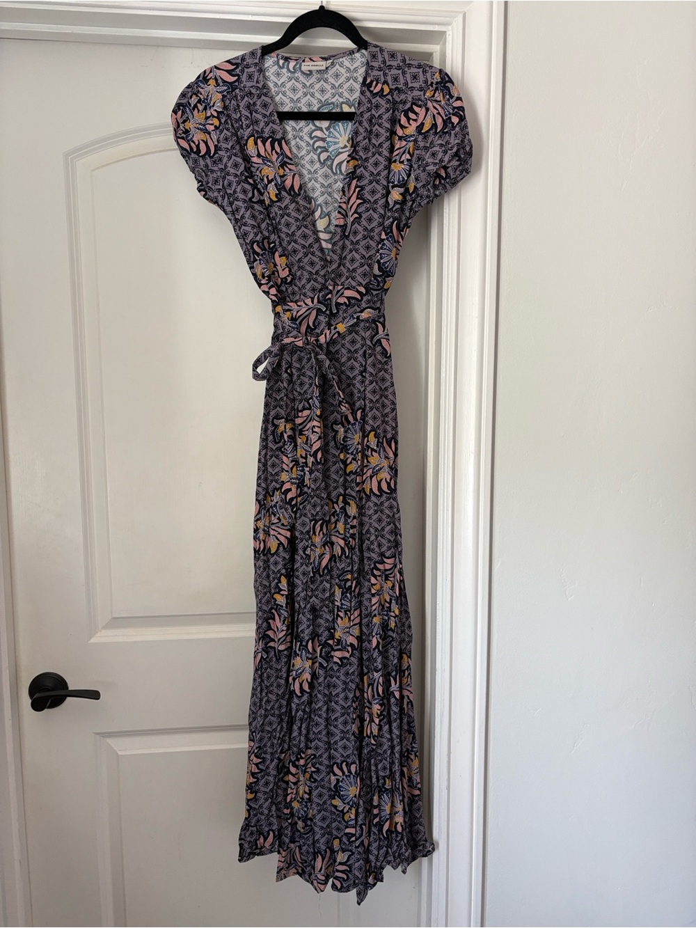 The Odell’s Floral Printed Wrap Maxi Dress in Lavender